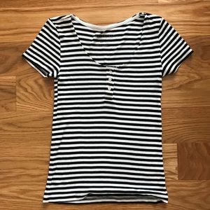 back and white striped top